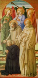 Triptych depicting the Coronation of the Virgin (right panel: the Dominican Saints, angel musicians and a Benedictine monk)